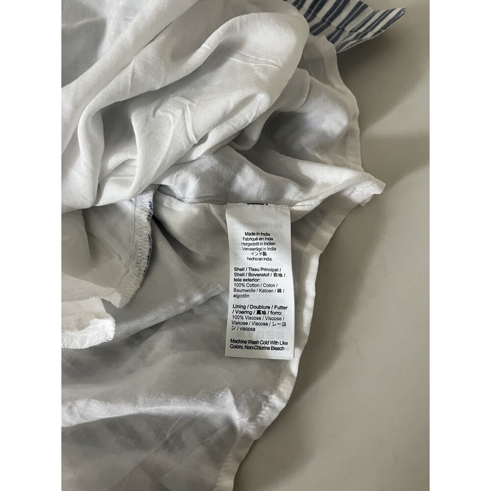 J. Crew Cotton Voile Ruffle Stripe Midi Dress Blue White Medium - Picture 5 of 7